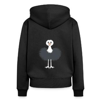 Strauß - Frauen Premium Bio Zip Hoodie - Schwarz - Hinten - Julia (174cm)