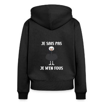 Strauß Zitat - Frauen Premium Bio Zip Hoodie - Schwarz - Hinten - Julia (174cm)