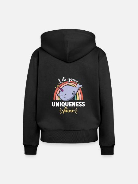 Narwal Einhornwal - Frauen Premium Bio Zip Hoodie - Schwarz