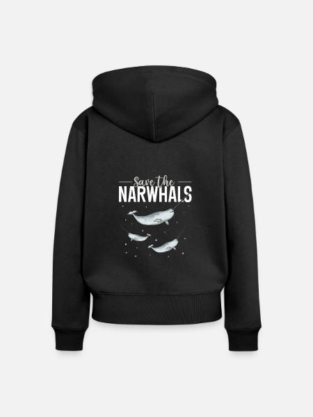 Narwal Einhornwal - Frauen Premium Bio Zip Hoodie - Schwarz