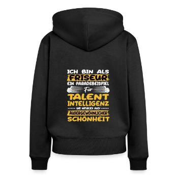 friseur ein Paradebeispiel für Talent - Frauen Premium Bio Zip Hoodie - Schwarz - Hinten - Julia (174cm)