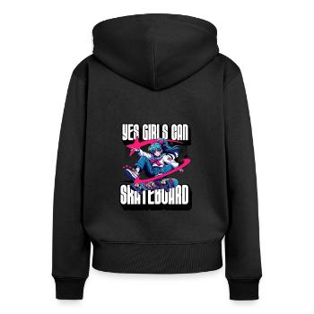 Ja Mädchen können Skateboard Skateboarder Skater Frauen - Frauen Premium Bio Zip Hoodie - Schwarz - Hinten - Julia (174cm)
