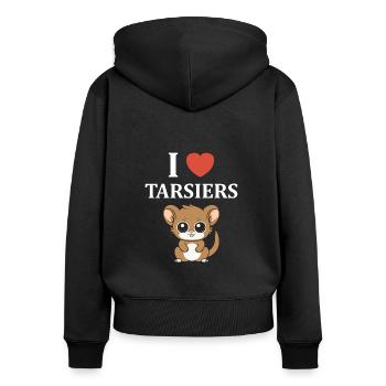 Humour tarsier - Sweat à capuche zippé Premium bio Femme - noir - Dos - Julia (174cm)