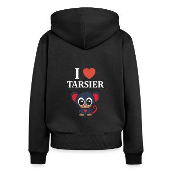 Humour tarsier - Sweat à capuche zippé Premium bio Femme - noir - Dos - Julia (174cm)