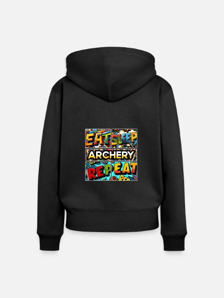 Eat sleep Archery repeat - Frauen Premium Bio Zip Hoodie - Schwarz