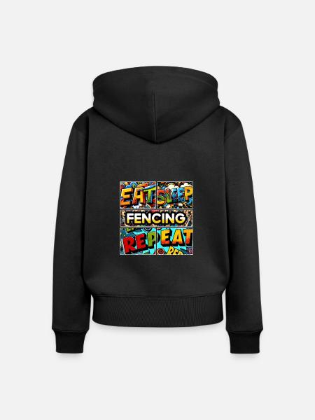 Eat sleep Fencing repeat - Frauen Premium Bio Zip Hoodie - Schwarz