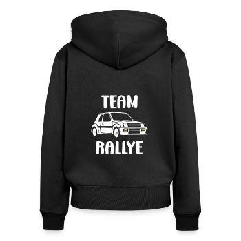 Humour pilote de rallye - Sweat à capuche zippé Premium bio Femme - noir - Dos - Julia (174cm)