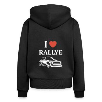 Humour pilote de rallye - Sweat à capuche zippé Premium bio Femme - noir - Dos - Julia (174cm)