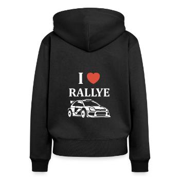 Humour pilote de rallye - Sweat à capuche zippé Premium bio Femme - noir - Dos - Julia (174cm)