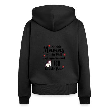 Beste Mama So Viele Mamas Ich Hab Die Beste - Frauen Premium Bio Zip Hoodie - Schwarz - Hinten - Julia (174cm)