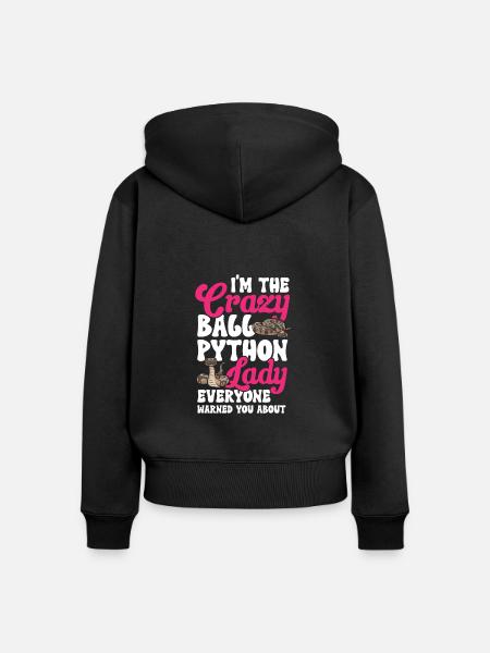 Ball Python Schlange Königspython - Frauen Premium Bio Zip Hoodie - Schwarz