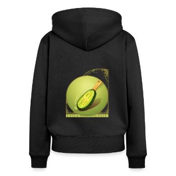 In Scheiben geschnittene Gurke als Pickleball-Paddel kreativer Humor - Frauen Premium Bio Zip Hoodie - Schwarz - Hinten - Julia (174cm)