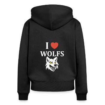 Humour loup - Sweat à capuche zippé Premium bio Femme - noir - Dos - Julia (174cm)