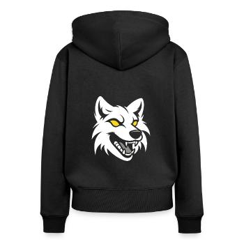 wolf - Women's Premium Organic Zip Hoodie - black - Back - Julia (174cm)