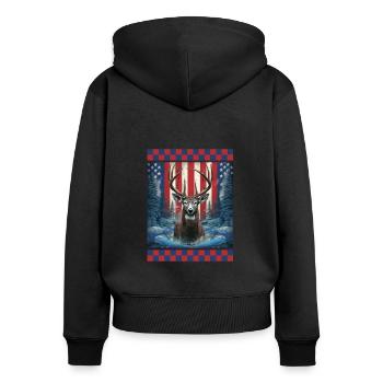 American Flag River Crossing Mountain Water Camo - Women's Premium Organic Zip Hoodie - black - Back - Julia (174cm)