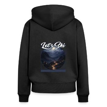 Let's Ski Mountain Duality Abfahrt bei Tageslicht - Frauen Premium Bio Zip Hoodie - Schwarz - Hinten - Julia (174cm)