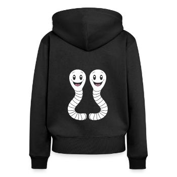 Humour ver de terre - Sweat à capuche zippé Premium bio Femme - noir - Dos - Julia (174cm)