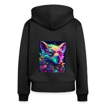 Neon Forest Fox - Women's Premium Organic Zip Hoodie - black - Back - Julia (174cm)