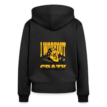 Ich trainiere, um das verrückte Motivationszitat zu verbrennen - Frauen Premium Bio Zip Hoodie - Schwarz - Hinten - Julia (174cm)