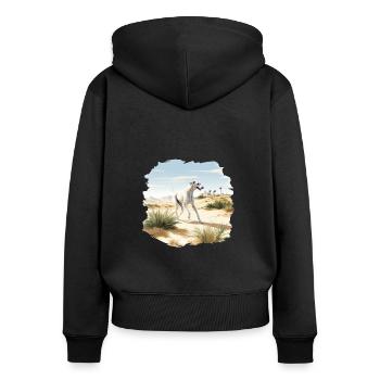 Saluki Dog Cottagecore Desert Escape Homme Femme - Sweat à capuche zippé Premium bio Femme - noir - Dos - Julia (174cm)