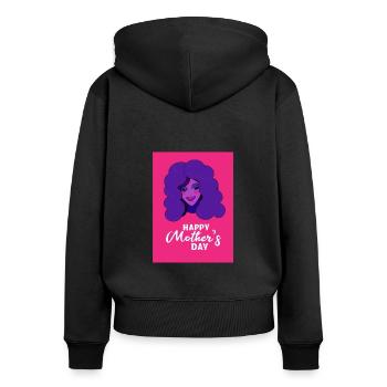 Pop Muttertag: Rosa & Lila Tribut - Frauen Premium Bio Zip Hoodie - Schwarz - Hinten - Julia (174cm)