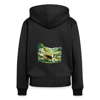 Collie Shepherd's Cottagecore Meadow Men Women - Women's Premium Organic Zip Hoodie - black - Back - Julia (174cm)