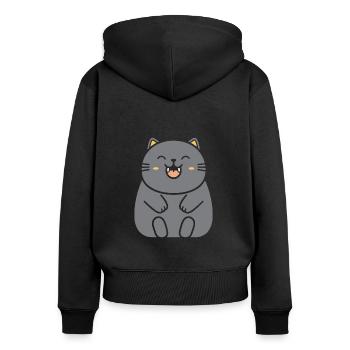 Cat - Women's Premium Organic Zip Hoodie - black - Back - Julia (174cm)