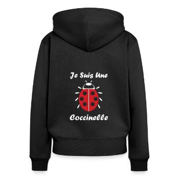 amour Coccinelle - Sweat à capuche zippé Premium bio Femme - noir - Dos - Julia (174cm)
