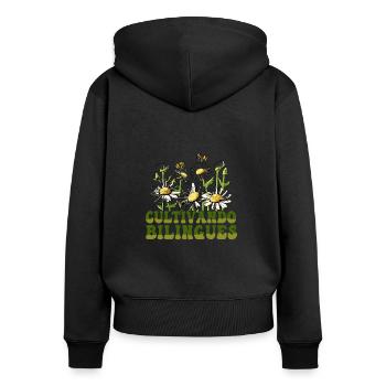 Cultivando Bilingües Spanischlehrer - Frauen Premium Bio Zip Hoodie - Schwarz - Hinten - Julia (174cm)