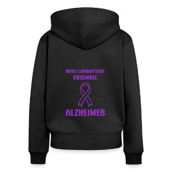 Sensibilisation à la maladie d’Alzheimer - Sweat à capuche zippé Premium bio Femme - noir - Dos - Julia (174cm)