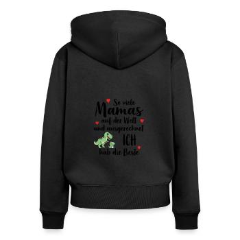 Beste Mama So Viele Mamas Ich Hab Die Beste - Frauen Premium Bio Zip Hoodie - Schwarz - Hinten - Julia (174cm)
