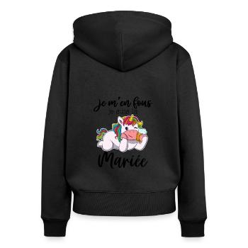 Je Suis La Future Mariée Licorne EVJF Bride Fille - Sweat à capuche zippé Premium bio Femme - noir - Dos - Julia (174cm)