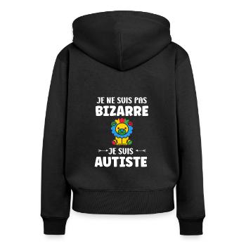 Je ne suis pas bizarre je suis autiste - Sweat à capuche zippé Premium bio Femme - noir - Dos - Julia (174cm)