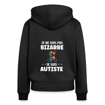 Je ne suis pas bizarre je suis autiste - Sweat à capuche zippé Premium bio Femme - noir - Dos - Julia (174cm)