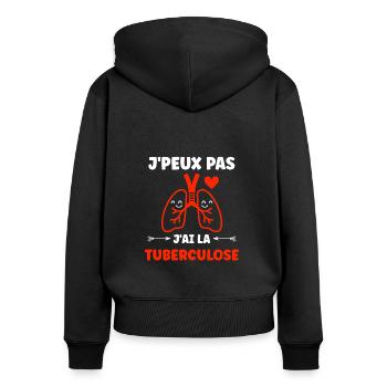 Sensibilisation à la tuberculose - Sweat à capuche zippé Premium bio Femme - noir - Dos - Julia (174cm)