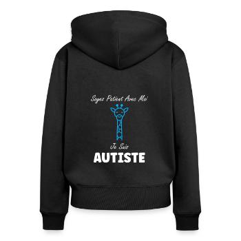 sensibilisation à l'autisme autiste - Sweat à capuche zippé Premium bio Femme - noir - Dos - Julia (174cm)