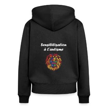 sensibilisation a l'autisme autiste - Sweat à capuche zippé Premium bio Femme - noir - Dos - Julia (174cm)
