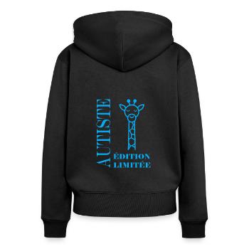 sensibilisation à l'autisme autiste - Sweat à capuche zippé Premium bio Femme - noir - Dos - Julia (174cm)