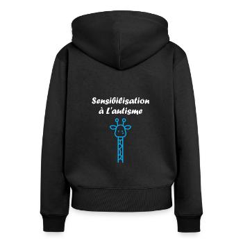 sensibilisation à l'autisme autiste - Sweat à capuche zippé Premium bio Femme - noir - Dos - Julia (174cm)