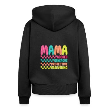 Retro Kariert Mama Mama Muttertag - Frauen Premium Bio Zip Hoodie - Schwarz - Hinten - Julia (174cm)
