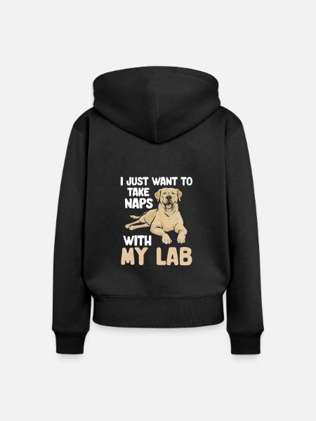 Gelber Labrador Retriever - Frauen Premium Bio Zip Hoodie - Schwarz