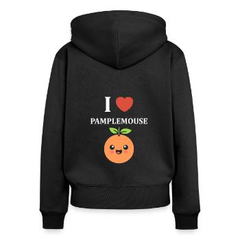 Humour Pamplemousse - Sweat à capuche zippé Premium bio Femme - noir - Dos - Julia (174cm)