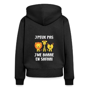 humour safari - Sweat à capuche zippé Premium bio Femme - noir - Dos - Julia (174cm)