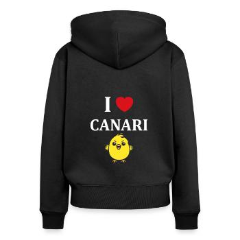 Humour Canari - Sweat à capuche zippé Premium bio Femme - noir - Dos - Julia (174cm)