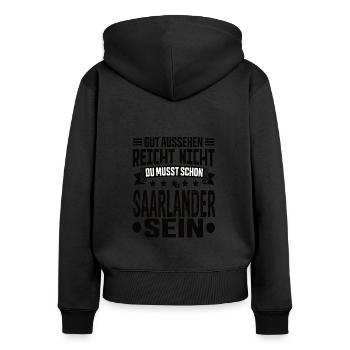 Sarre Sarre Sarre Saar Dicton de la Sarre - Sweat à capuche zippé Premium bio Femme - noir - Dos - Julia (174cm)