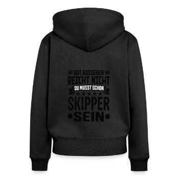 Skipper - Women's Premium Organic Zip Hoodie - black - Back - Julia (174cm)