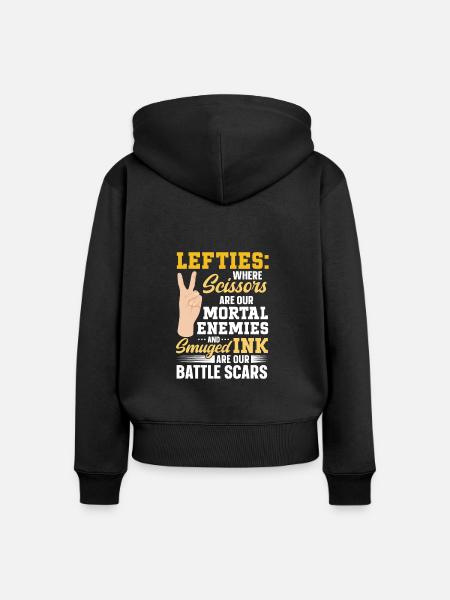 Linkshänder - Frauen Premium Bio Zip Hoodie - Schwarz