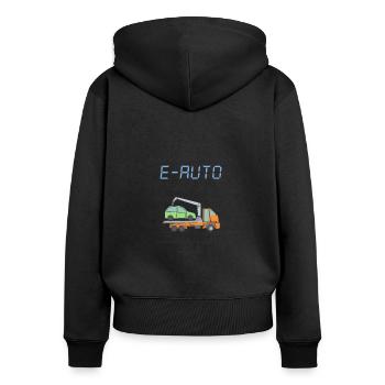 Anti E-Auto - Frauen Premium Bio Zip Hoodie - Schwarz - Hinten - Julia (174cm)