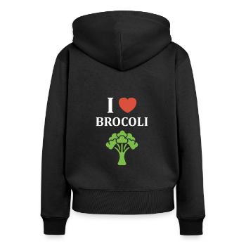 humour brocoli - Sweat à capuche zippé Premium bio Femme - noir - Dos - Julia (174cm)