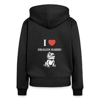 Dragon barbu - Sweat à capuche zippé Premium bio Femme - noir - Dos - Julia (174cm)